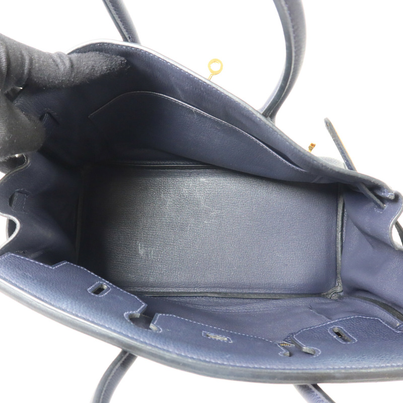 HERMES Togo皮革Birkin 30手挽袋Bleu Nuit-4