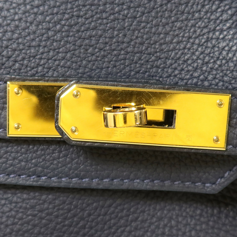 HERMES Togo皮革Birkin 30手挽袋Bleu Nuit-7