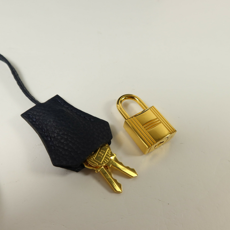 HERMES Togo皮革Birkin 30手挽袋Bleu Nuit-8