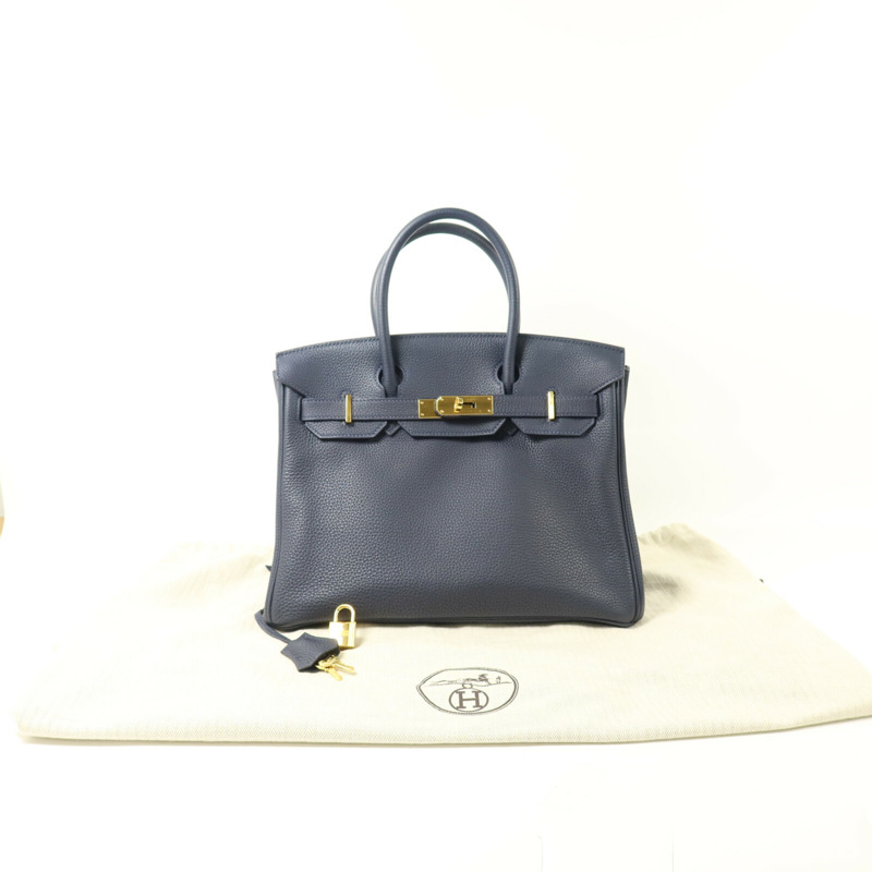 HERMES Togo皮革Birkin 30手挽袋Bleu Nuit-10