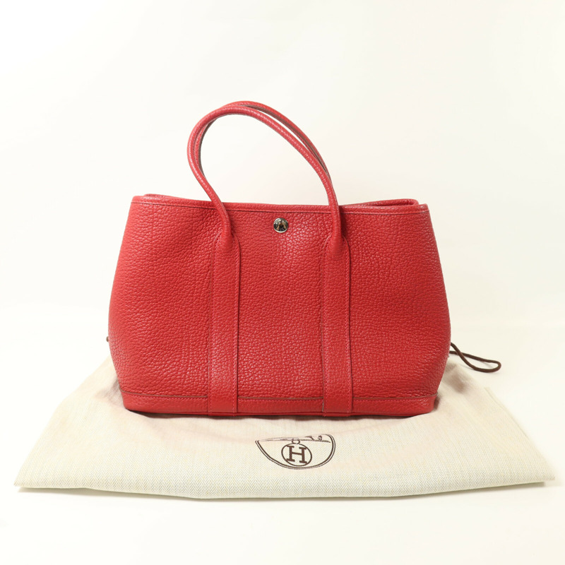 HERMES Negonda皮革Garden Party TPM手挽袋Rouge Piment-9