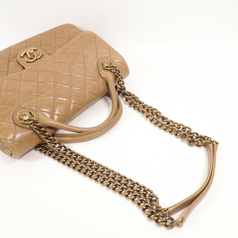 CHANEL 牛皮皮革Chain Shoulder手挽肩背兩用袋-7