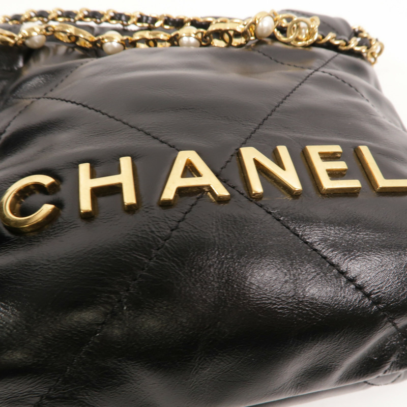 CHANEL 牛皮皮革Chanel 22 Mini鏈帶肩背袋-8
