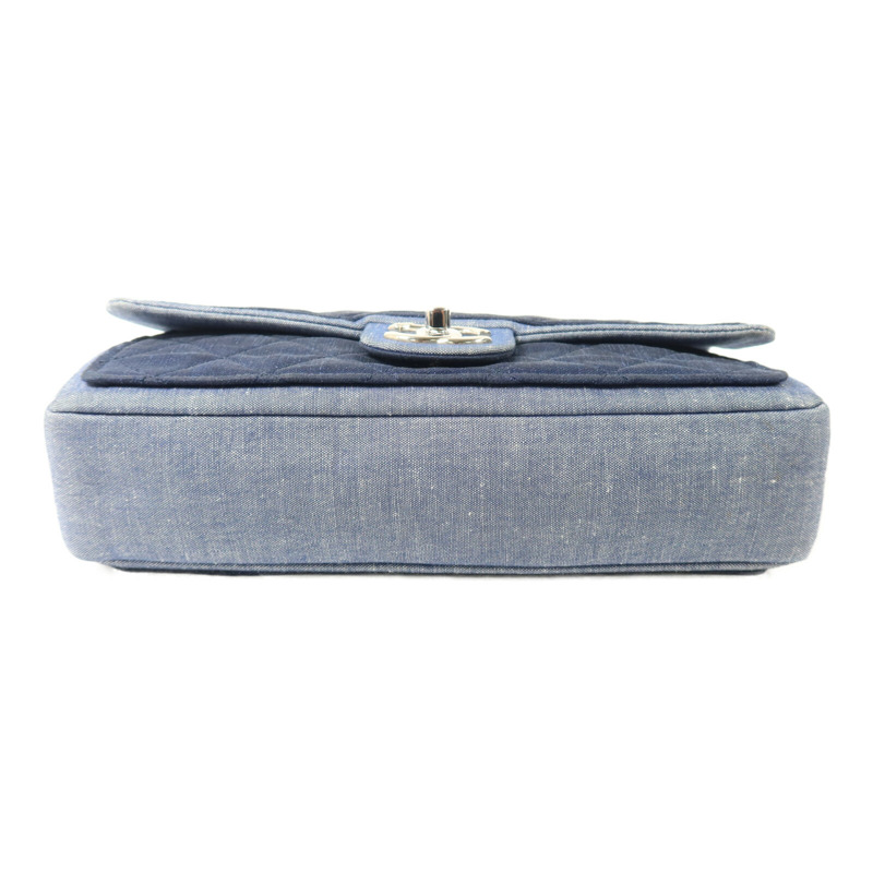 CHANEL 牛仔布Flag Bag鏈帶手挽肩背兩用袋-3