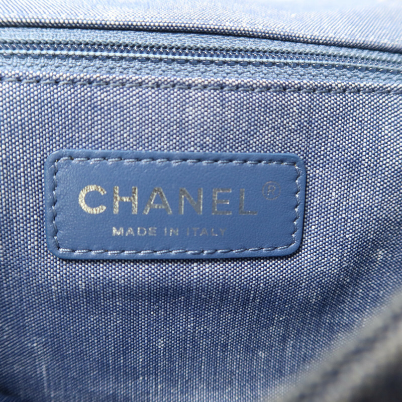 CHANEL 牛仔布Flag Bag鏈帶手挽肩背兩用袋-5