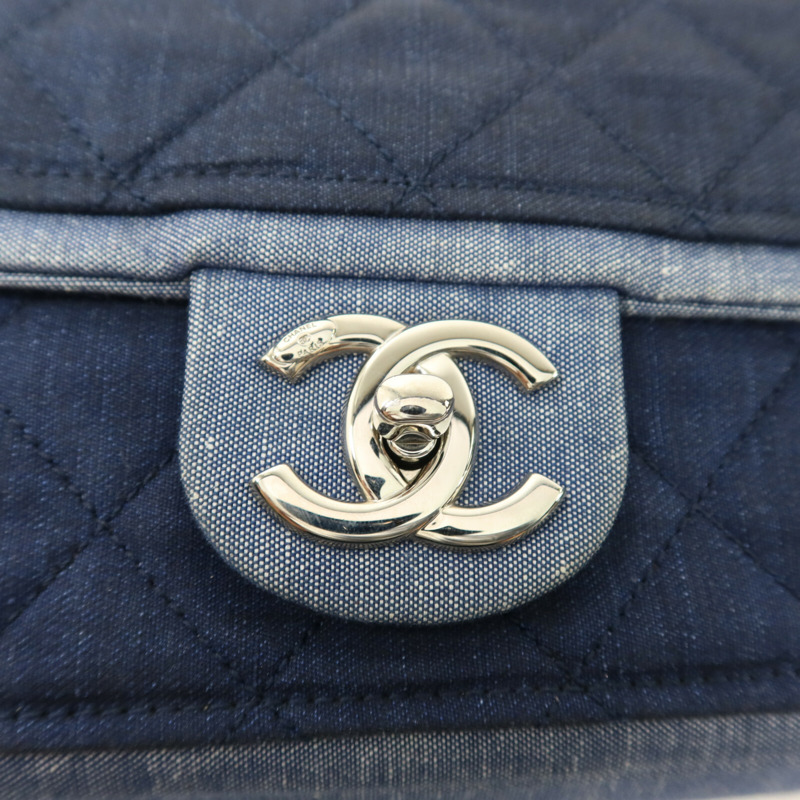 CHANEL 牛仔布Flag Bag鏈帶手挽肩背兩用袋-7