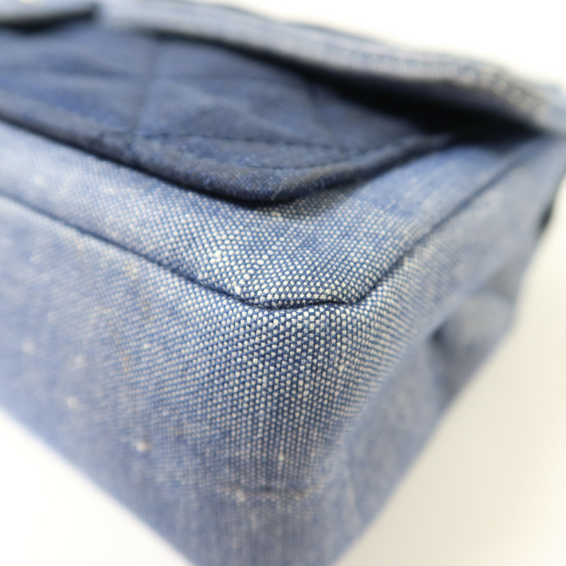 CHANEL 牛仔布Flag Bag鏈帶手挽肩背兩用袋-11