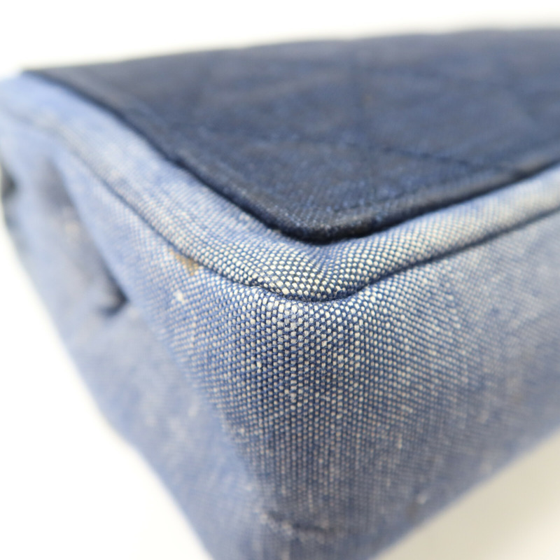 CHANEL 牛仔布Flag Bag鏈帶手挽肩背兩用袋-12