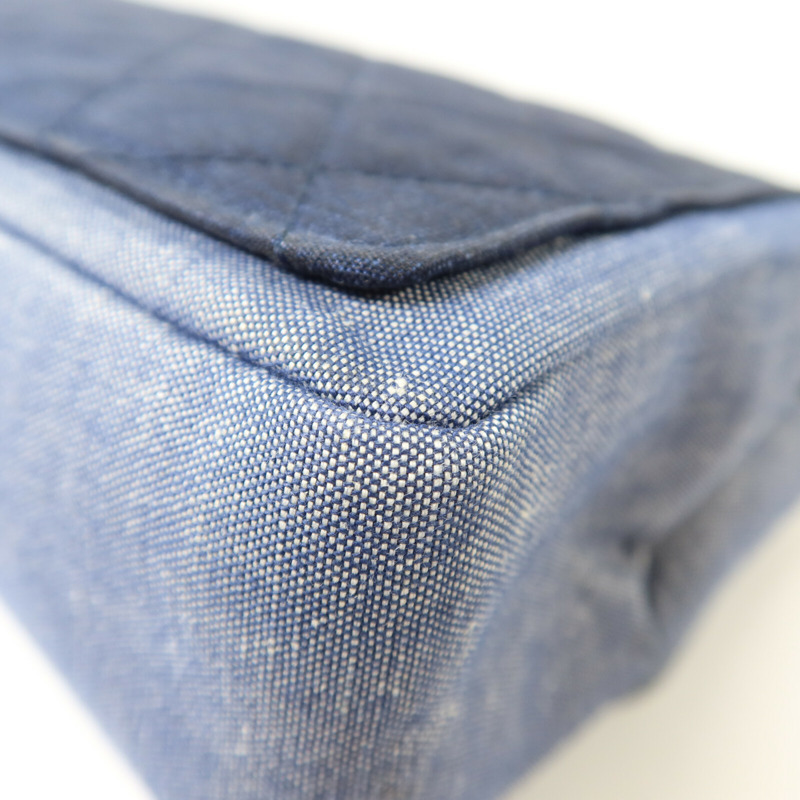 CHANEL 牛仔布Flag Bag鏈帶手挽肩背兩用袋-13