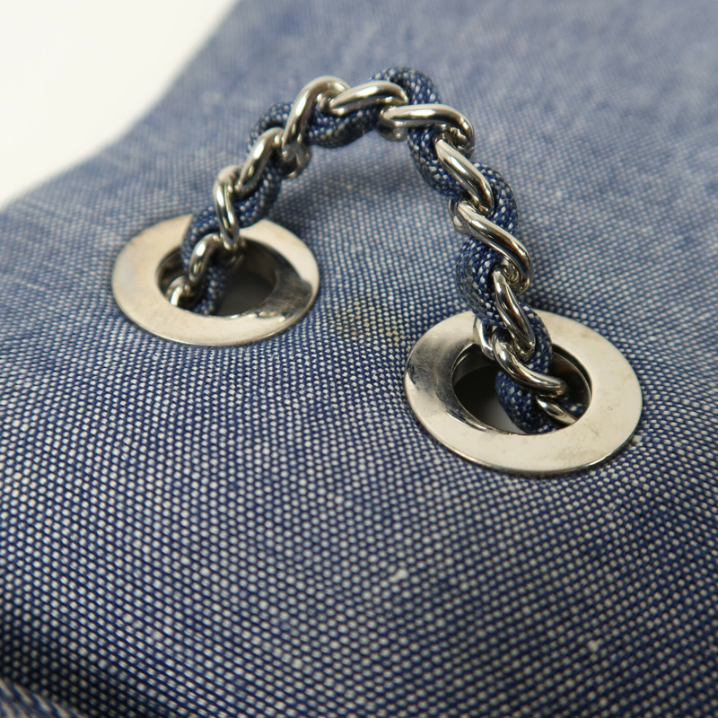 CHANEL 牛仔布Flag Bag鏈帶手挽肩背兩用袋-14