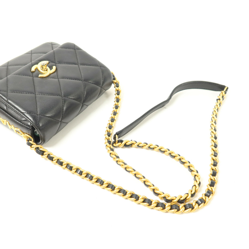 CHANEL 羊皮皮革Chain Shoulder鏈帶肩背袋-11