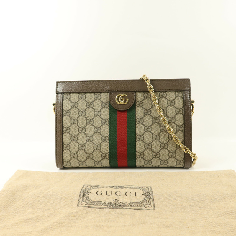 GUCCI 塗層帆布Ophidia GG Small鏈帶肩背袋-9