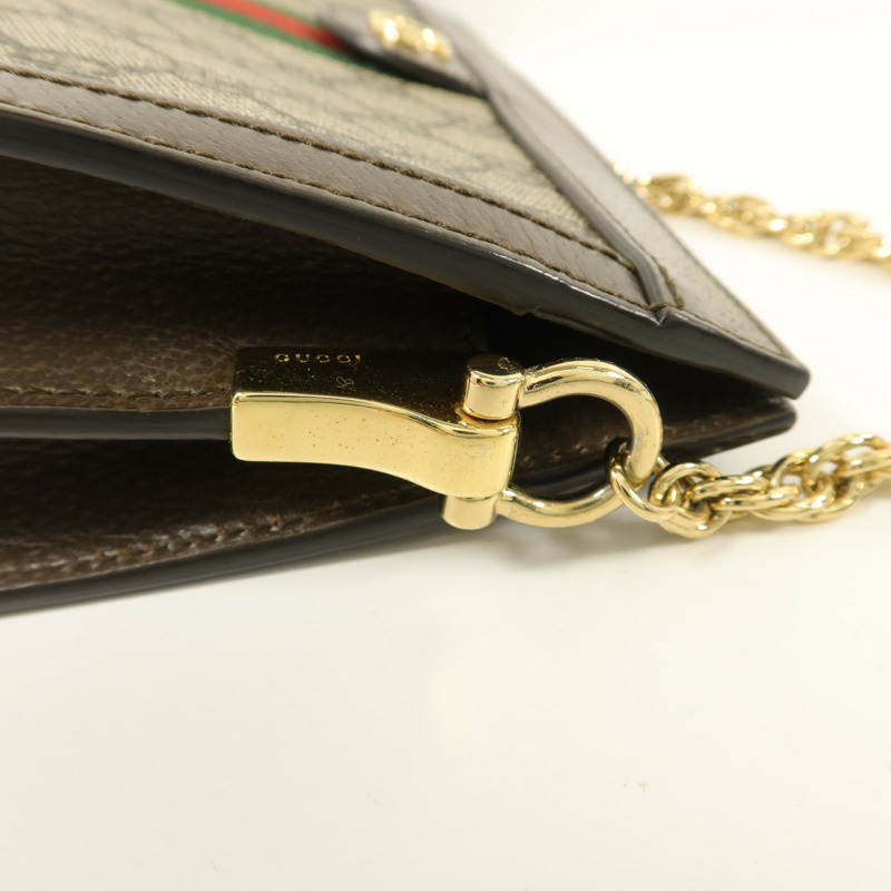 GUCCI 塗層帆布Ophidia GG Small鏈帶肩背袋-11
