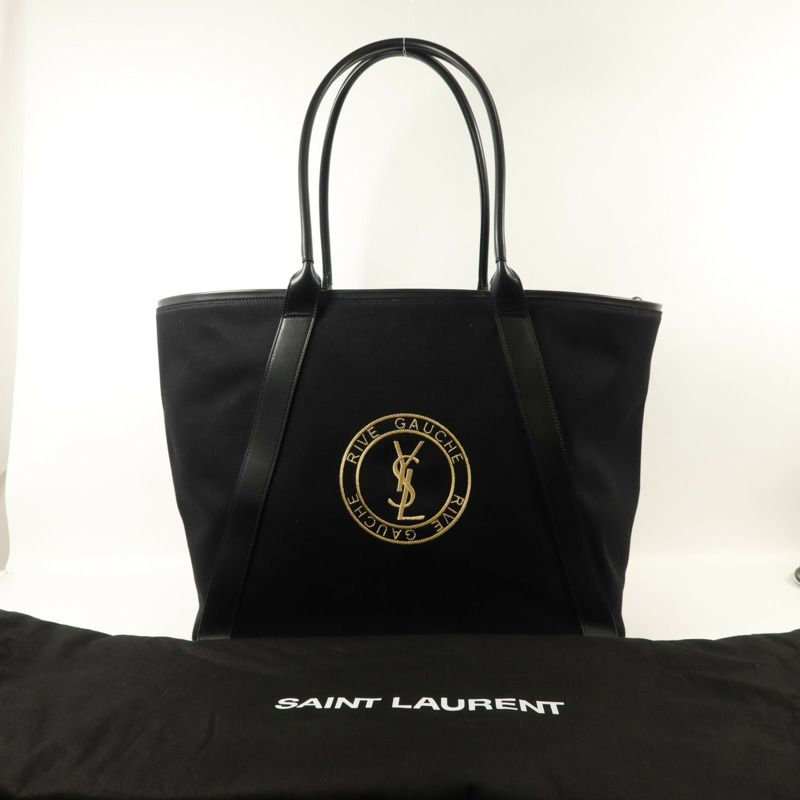 SAINT LAURENT 帆布/牛皮皮革Rive Gauche Tote Bag手挽袋-9