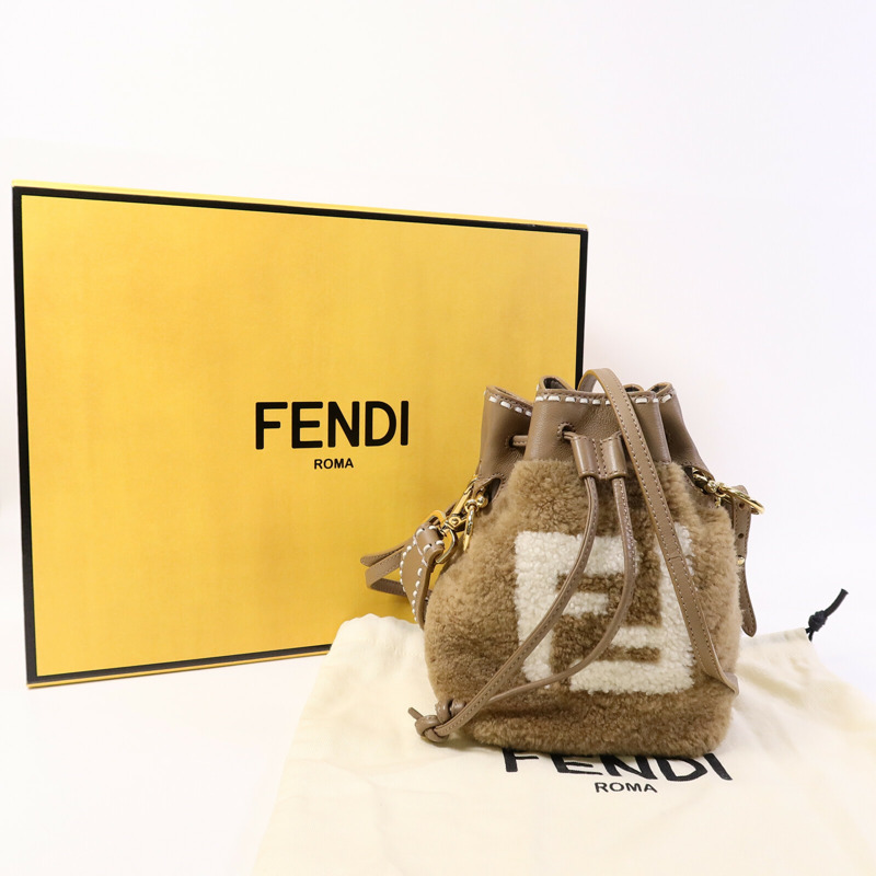 FENDI 羊毛Mini Mon Tresor手挽肩背兩用袋-9