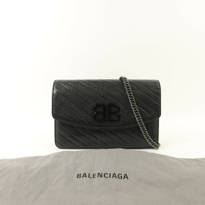BALENCIAGA 牛皮皮革BB Wallet On Chain鏈帶肩背袋-10