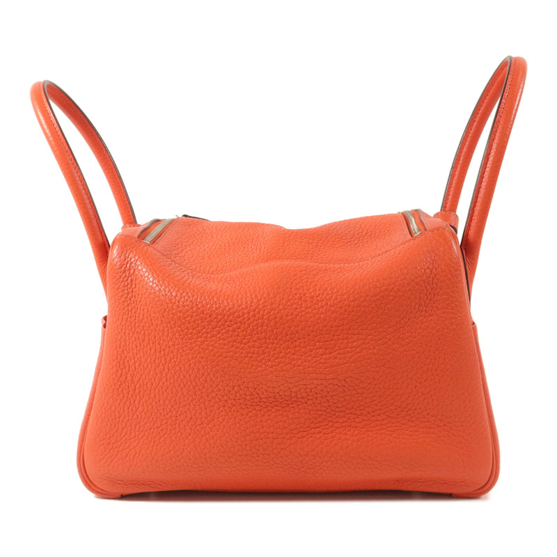 HERMES Clemence皮革Lindy 26手挽肩背兩用袋Orange Poppy-1