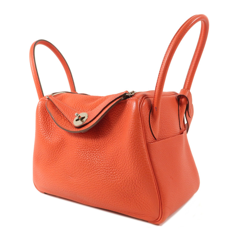 HERMES Clemence皮革Lindy 26手挽肩背兩用袋Orange Poppy-2