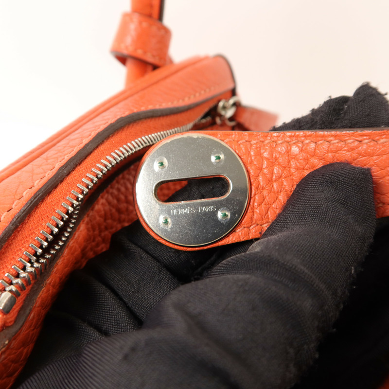 HERMES Clemence皮革Lindy 26手挽肩背兩用袋Orange Poppy-8