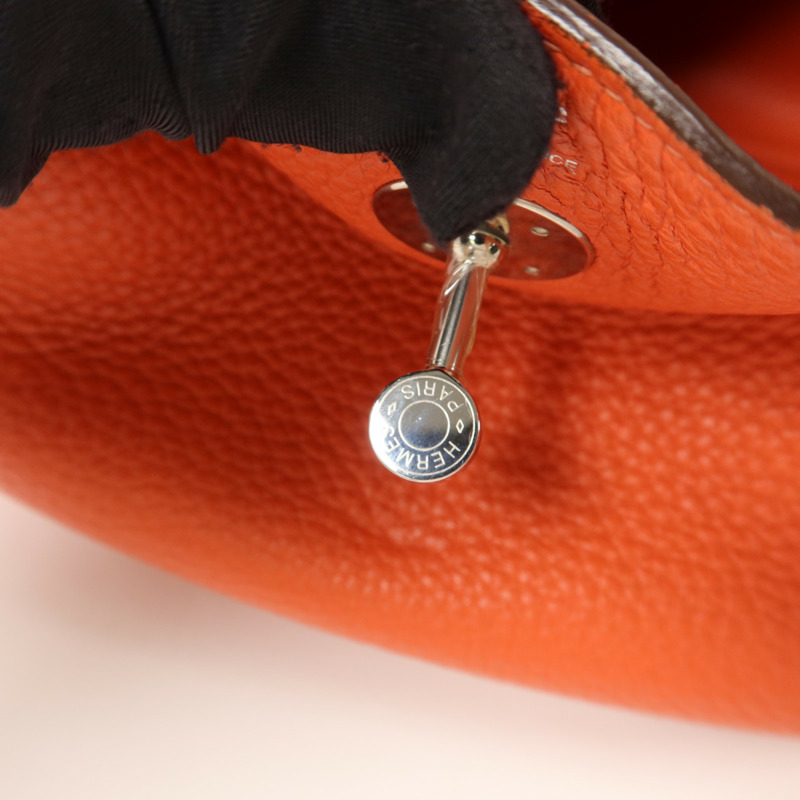 HERMES Clemence皮革Lindy 26手挽肩背兩用袋Orange Poppy-9