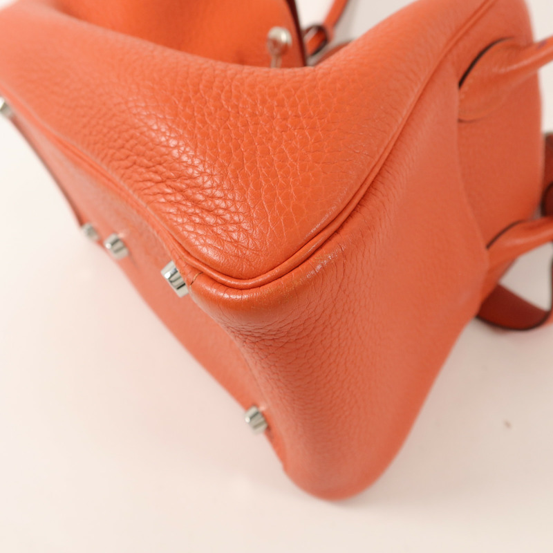 HERMES Clemence皮革Lindy 26手挽肩背兩用袋Orange Poppy-10