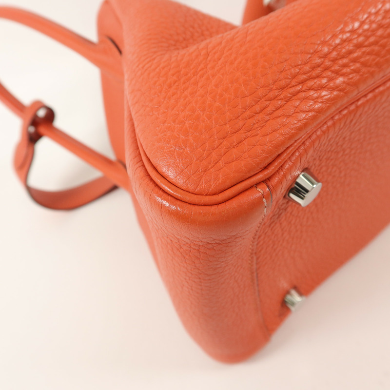 HERMES Clemence皮革Lindy 26手挽肩背兩用袋Orange Poppy-11