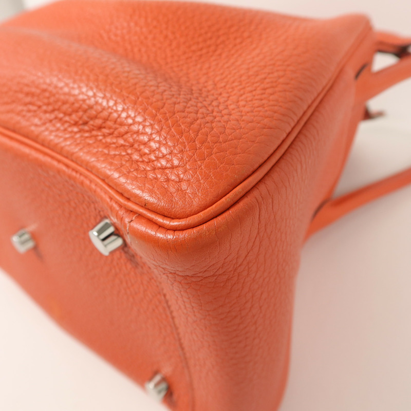HERMES Clemence皮革Lindy 26手挽肩背兩用袋Orange Poppy-12