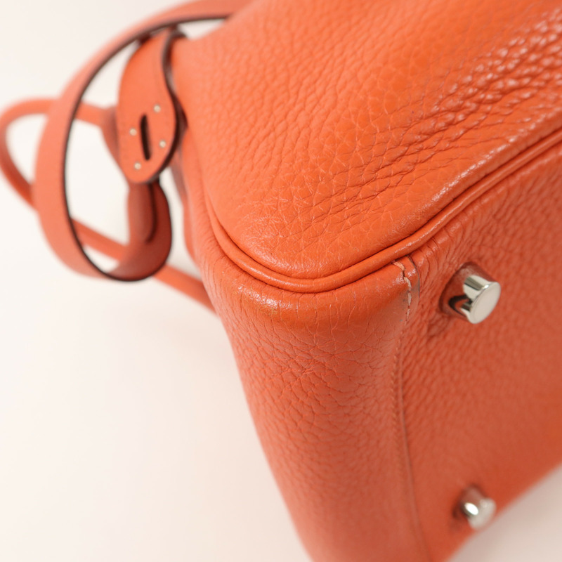 HERMES Clemence皮革Lindy 26手挽肩背兩用袋Orange Poppy-13