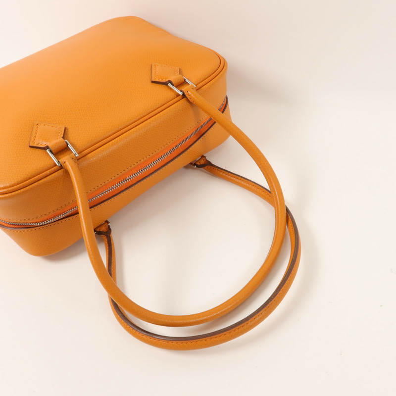 HERMES Epsom皮革Mini Plume手挽袋Orange-7