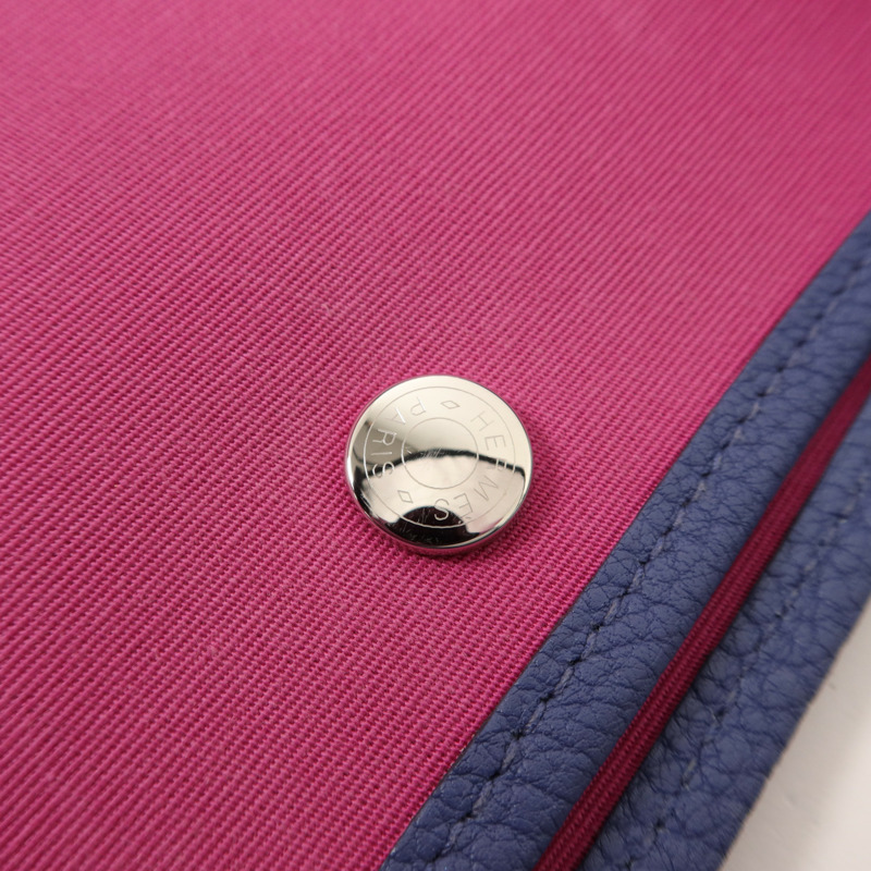 HERMES Negonda皮革/帆布GardenParty PM手挽袋Magnolia/Bleu Brighton-8