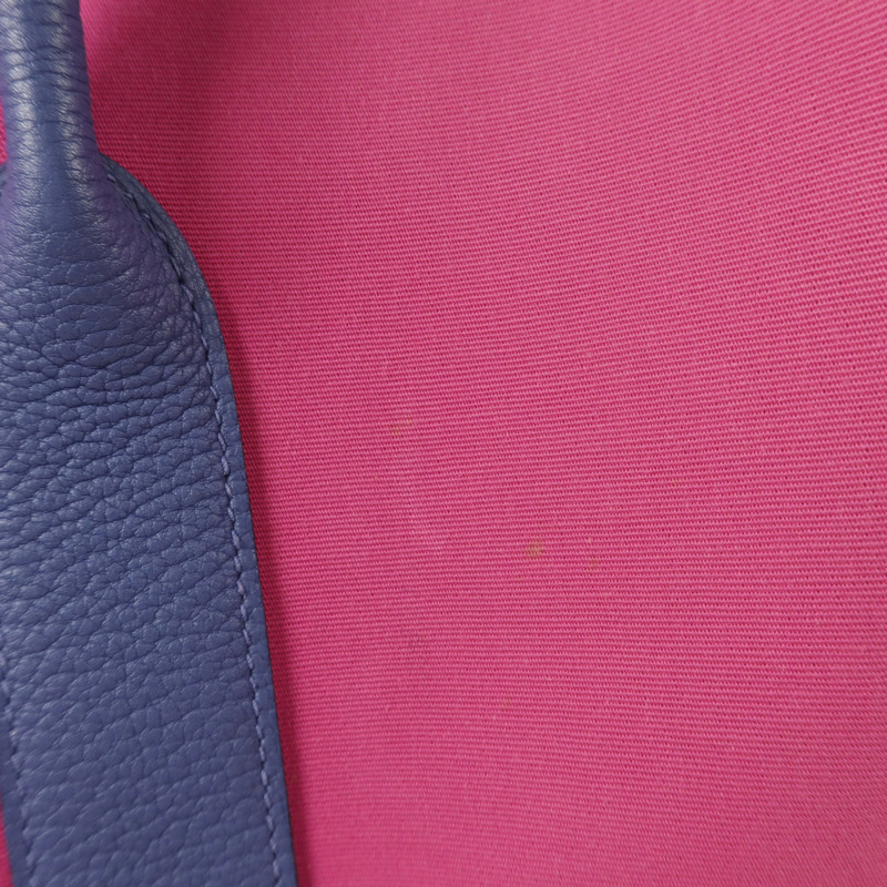 HERMES Negonda皮革/帆布GardenParty PM手挽袋Magnolia/Bleu Brighton-13