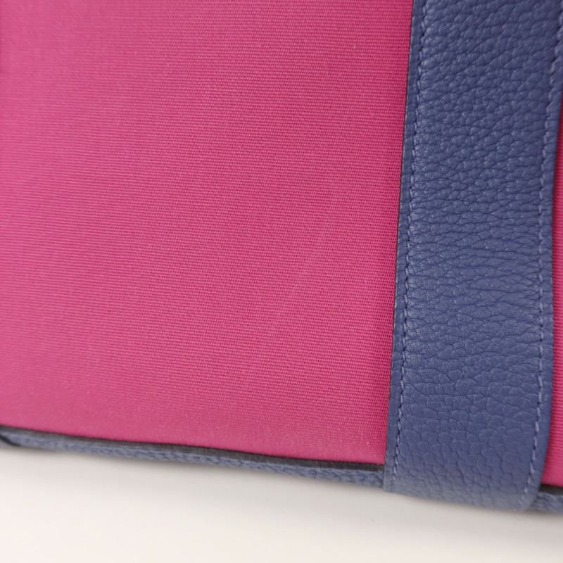 HERMES Negonda皮革/帆布GardenParty PM手挽袋Magnolia/Bleu Brighton-17