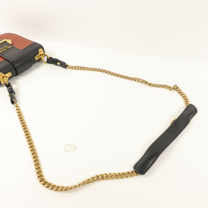 PRADA 牛皮皮革Shoulder Bag鏈帶肩背袋-7