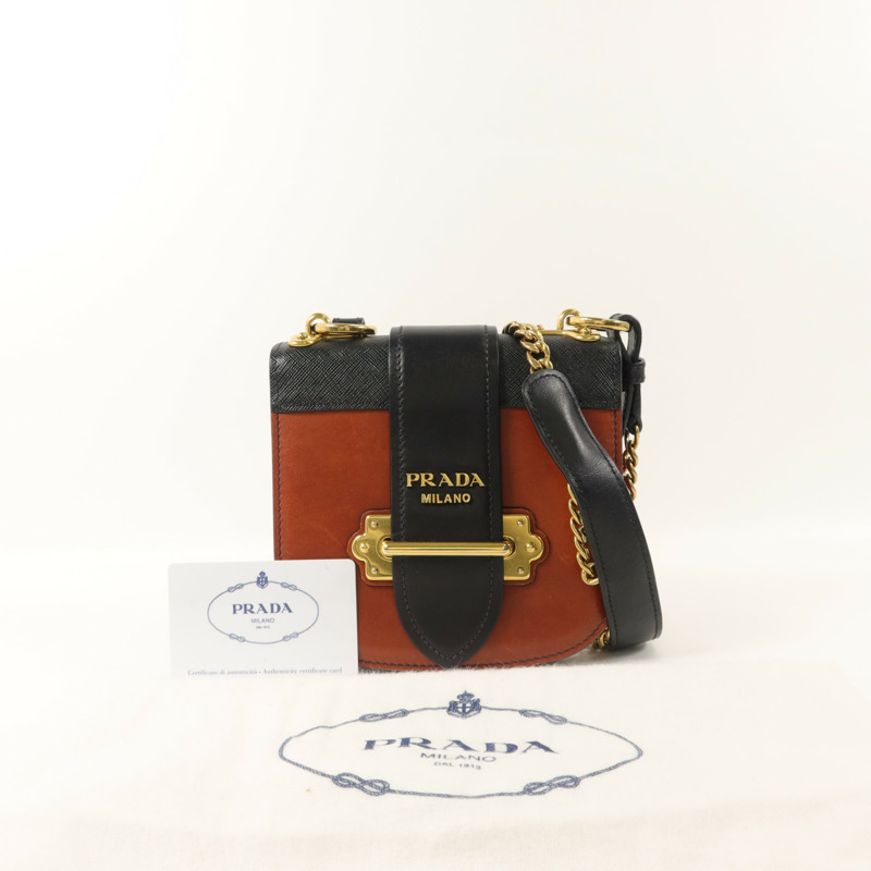 PRADA 牛皮皮革Shoulder Bag鏈帶肩背袋-8