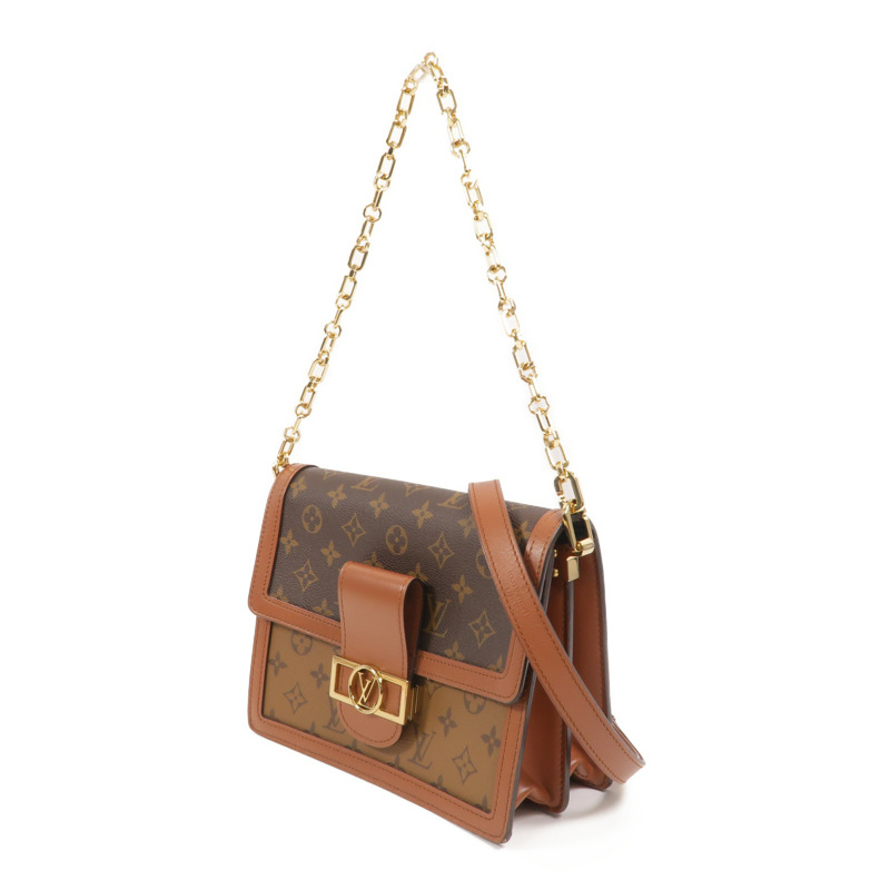 LOUIS VUITTON Monogram/Monogram Reverse Dauphine MM鏈帶手挽肩背兩用袋-2