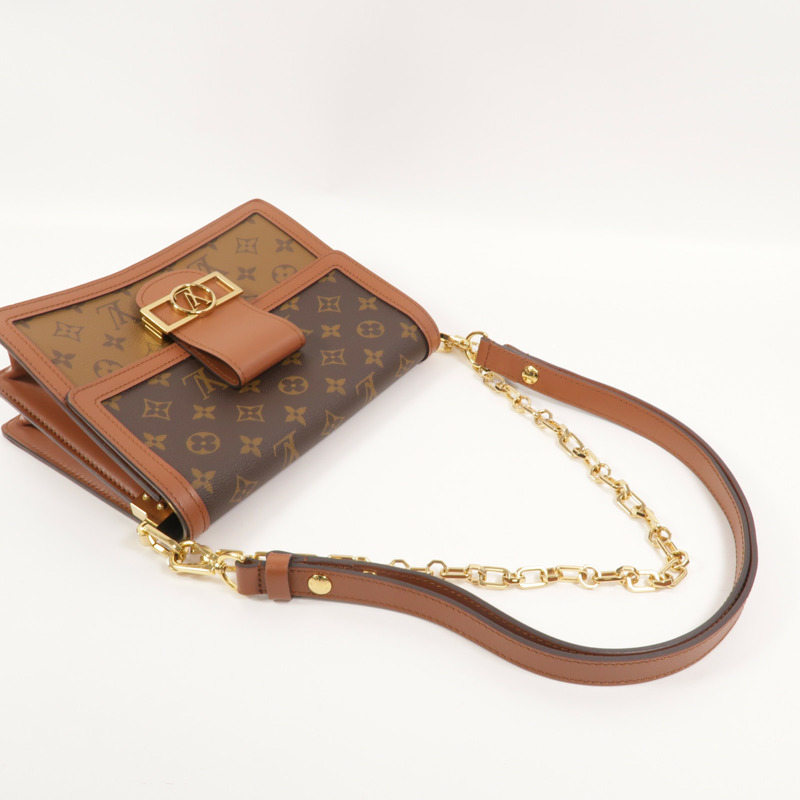 LOUIS VUITTON Monogram/Monogram Reverse Dauphine MM鏈帶手挽肩背兩用袋-7