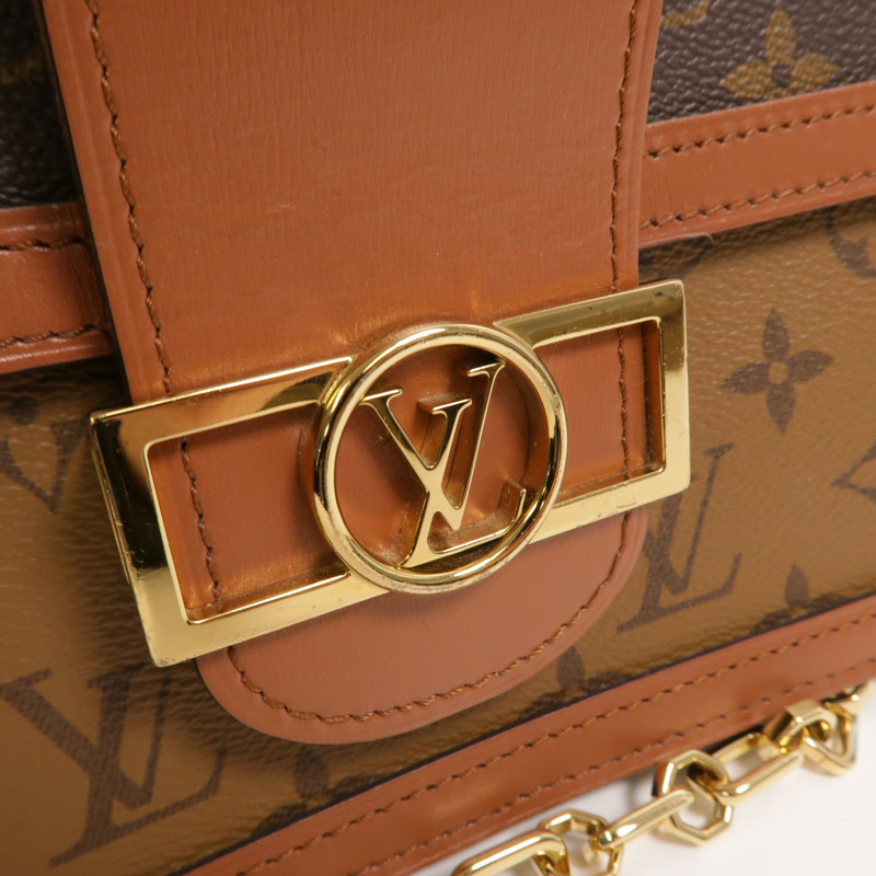 LOUIS VUITTON Monogram/Monogram Reverse Dauphine MM鏈帶手挽肩背兩用袋-8