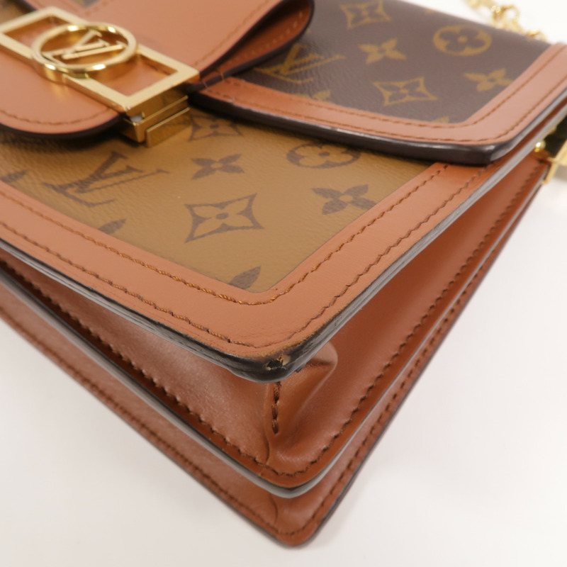 LOUIS VUITTON Monogram/Monogram Reverse Dauphine MM鏈帶手挽肩背兩用袋-11