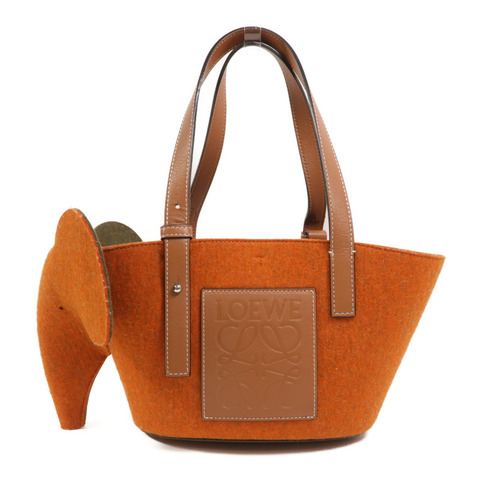 LOEWE Wool Felt/牛皮皮革Basket Small肩手挽袋