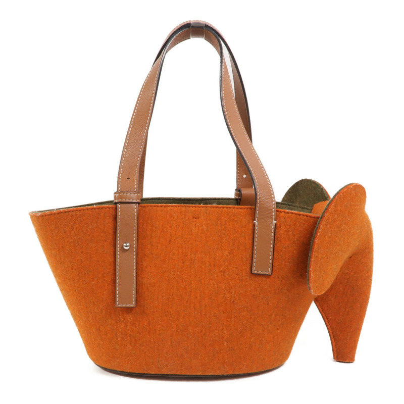 LOEWE Wool Felt/牛皮皮革Basket Small肩手挽袋-1