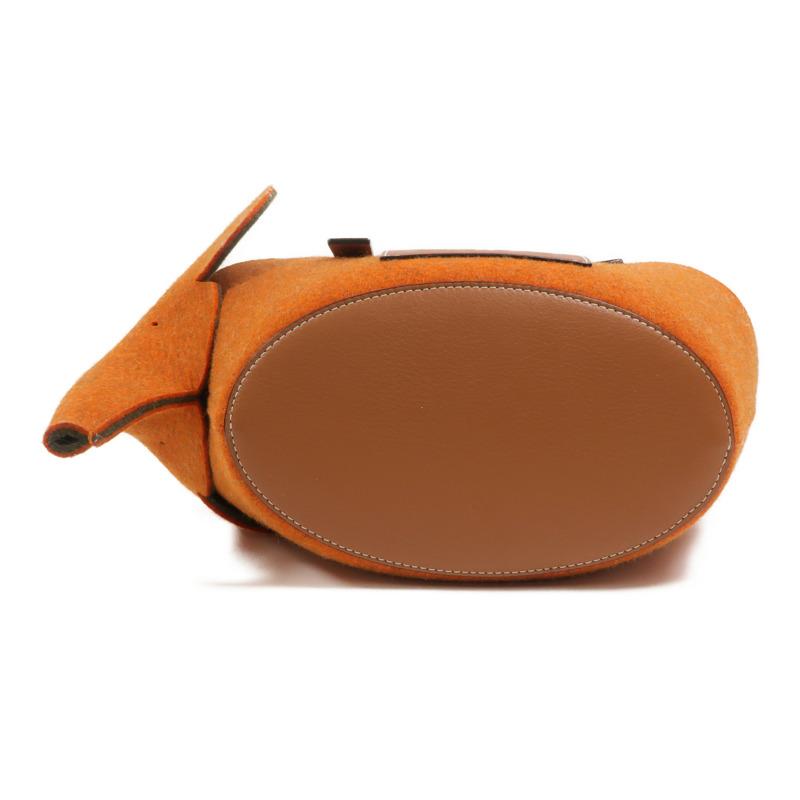 LOEWE Wool Felt/牛皮皮革Basket Small肩手挽袋-3