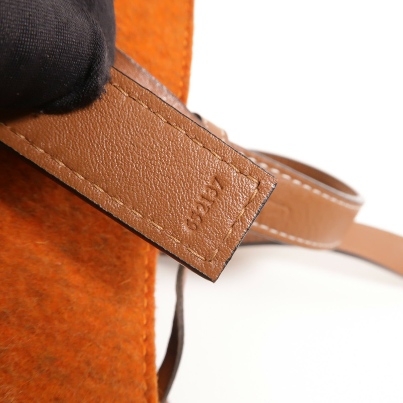 LOEWE Wool Felt/牛皮皮革Basket Small肩手挽袋-6