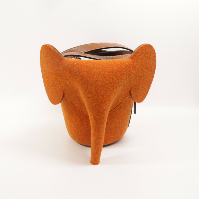 LOEWE Wool Felt/牛皮皮革Basket Small肩手挽袋-9