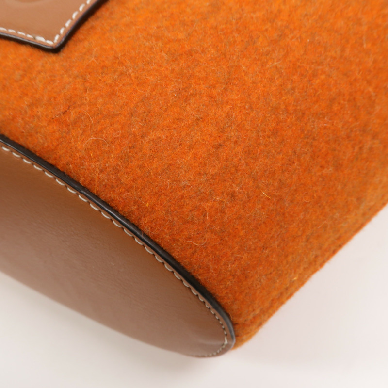 LOEWE Wool Felt/牛皮皮革Basket Small肩手挽袋-12