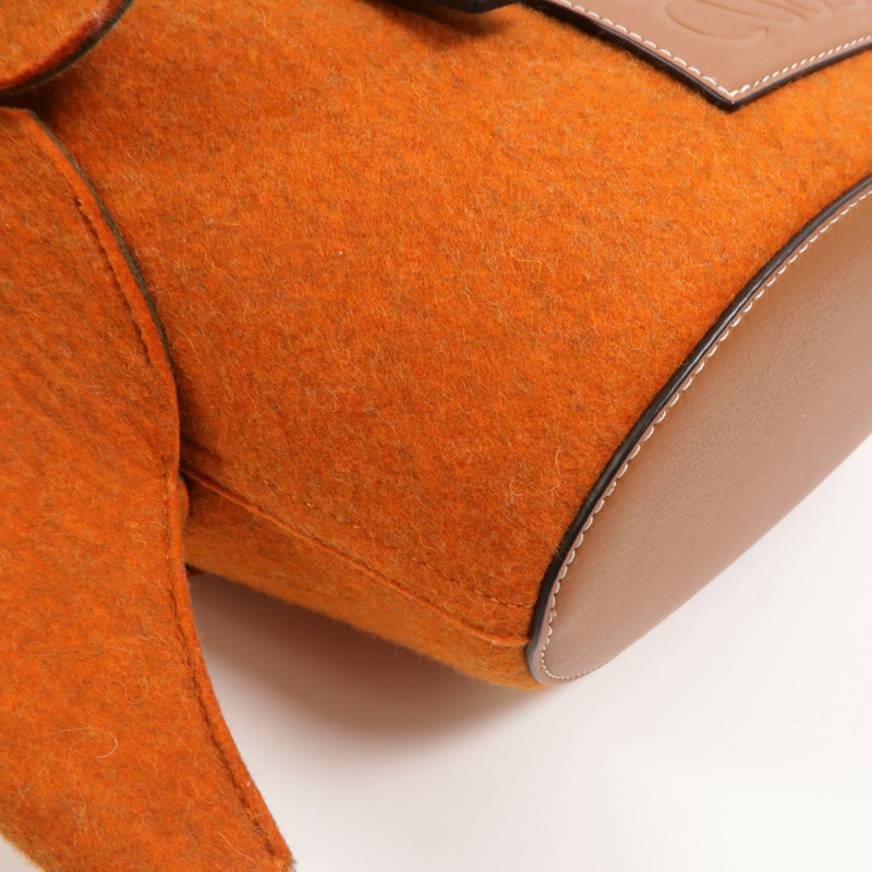 LOEWE Wool Felt/牛皮皮革Basket Small肩手挽袋-13