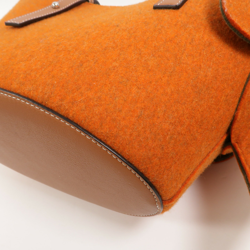 LOEWE Wool Felt/牛皮皮革Basket Small肩手挽袋-14