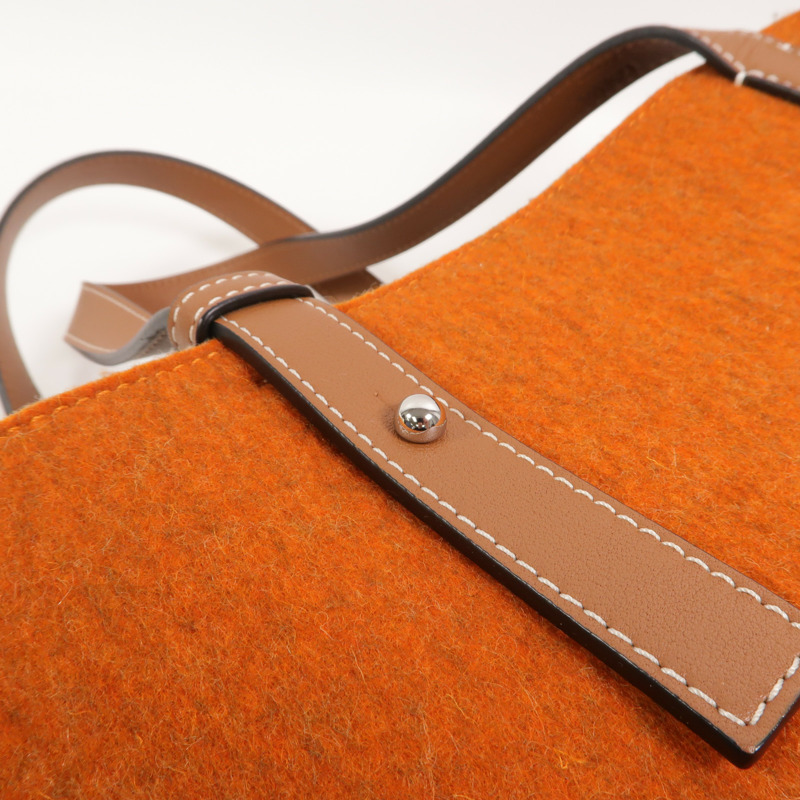 LOEWE Wool Felt/牛皮皮革Basket Small肩手挽袋-16