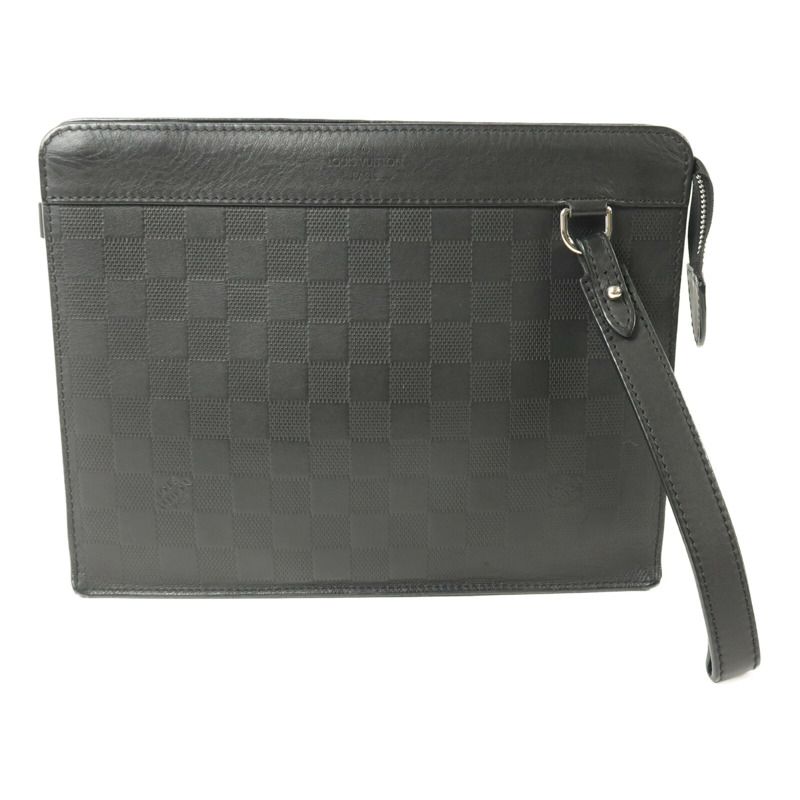 LOUIS VUITTON Damier Infini Stand Pouch銀扣手拿包-0
