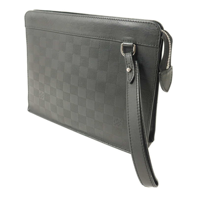 LOUIS VUITTON Damier Infini Stand Pouch銀扣手拿包-1