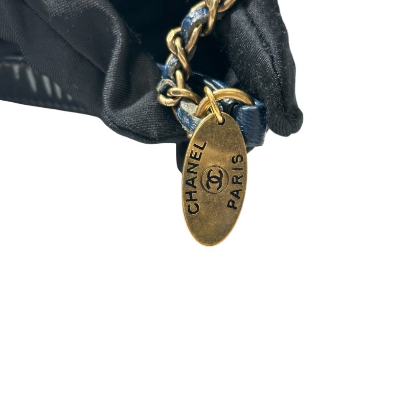 CHANEL Patent Leather MINI FLAP 20 CM Chain Shoulder Bag Navy Blue GHW-8